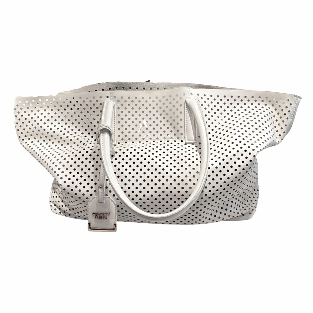 Poverty Flats Perforated White Tote Bag w/ Removable Insert Beach Resort Handbag - Picture 13 of 14